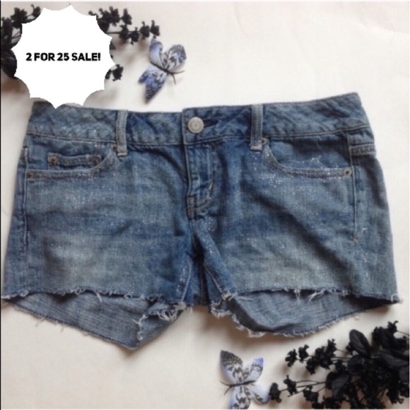 American Eagle Outfitters Pants - American Eagle Outfitters metallic sparkle cutoff shorts y2k early 2000s